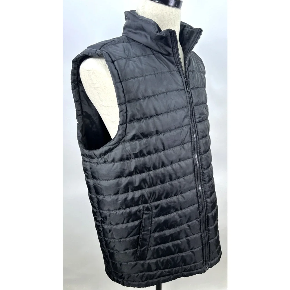 Mens Jackson Hole Puffer Quilted Vest Zipper Front Outerwear Pockets Black Large